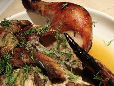 рецепт Курица в рукаве с брусничным соусом