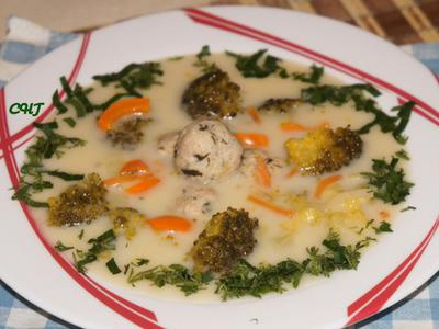 рецепт Сырный суп с брокколи и фрикадельками