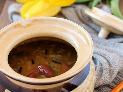 рецепт Суп из тыквы с фасолью и диким рисом