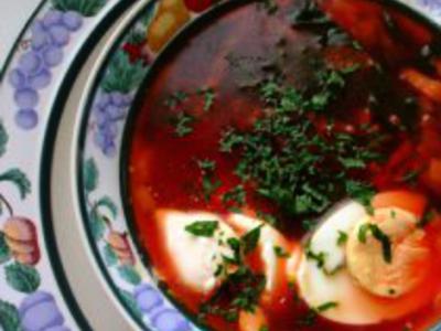 рецепт Вегетарианский суп со шпинатом и свеклой