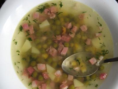 рецепт Суп гороховый с кукурузой
