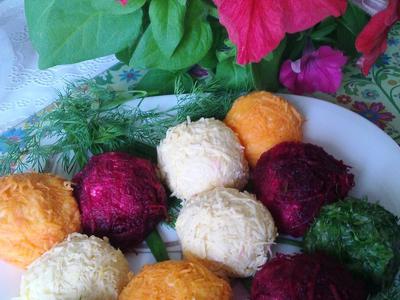 рецепт Картофельные шарики разноцветные
