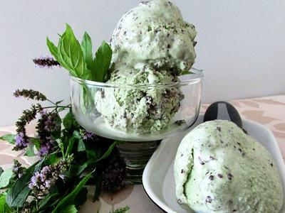 рецепт Мятное мороженое с кусочками шоколада