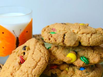   ""  m&ms (Giant Rainbow Cookies)