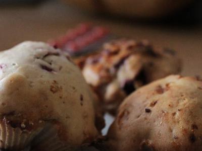Muffins with cherry&amp;white chocolate