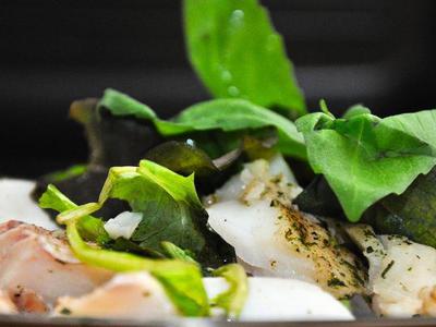    -. (Steam Cod Fish &amp; Mix Salad)